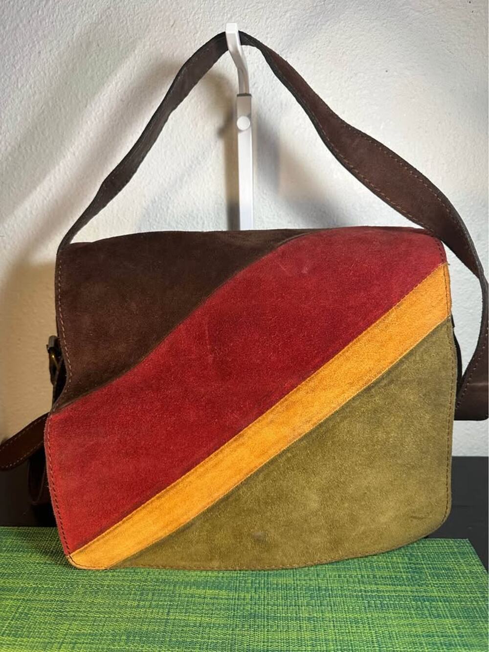 Patricia Nash Luca DJ Suede Colorblock Crossbody Messenger Bag